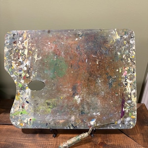 Vintage Wood Artists Paint Palette and Palette Knife, Vintage Artists Paint Supplies Painters Studio Supplies