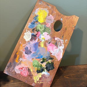 Vintage Wood Artists Paint Palette Vintage Artists Paint Supplies 14.75" x 8.25" Painters Studio Supplies 1950s