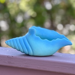 Vintage Mid Century c1940s-50s Van Briggle Pottery Blue Conch Seashell, Ocean or Beach Theme Decor