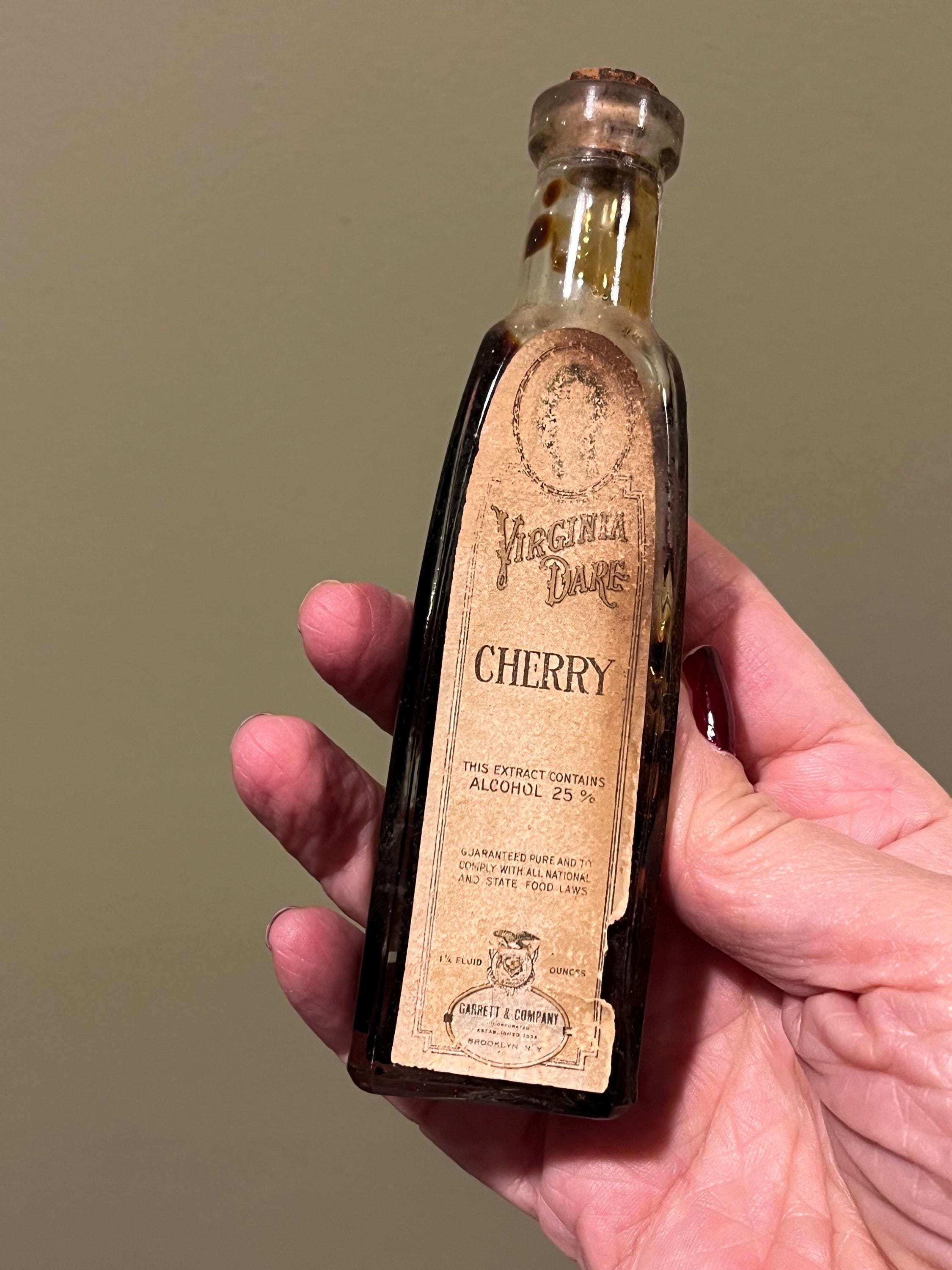 Antique Virginia Dare Cherry Extract Bottle With Label and Cork