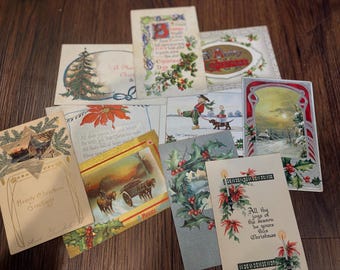 Lot of 10 Antique 1900s-1910s Christmas Xmas Holiday Postcards Santa Kids Vintage Xmas, German Postcards,