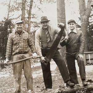 10 Original Vintage Black and White Photos Story in Photos 1950s Depicting Family and Friends Tree Cutting, Photo Collection, Vintage Photos