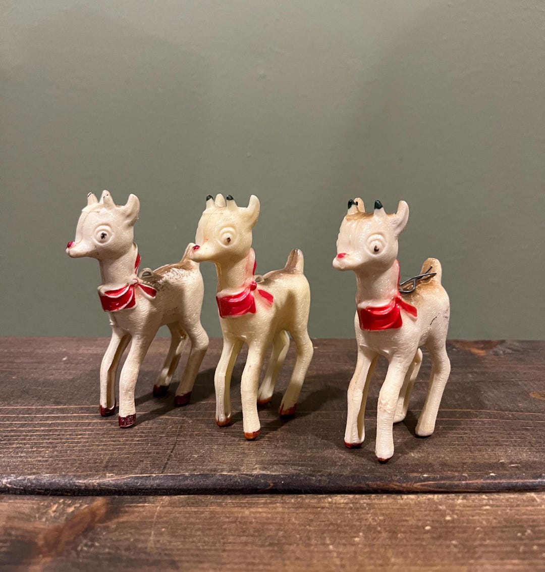 One Vintage Plastic Christmas Rudolph the Red Nosed Reindeer With Red ...