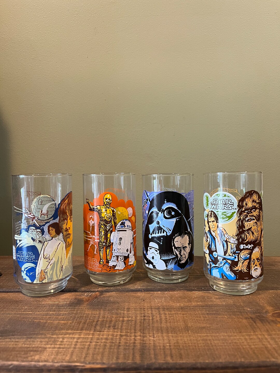 Complete Set Of 4 Burger King Star Wars Glasses 1977 Luke Etsy