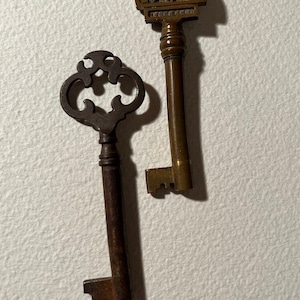 Skeleton Keys For Old Doors Cyclingcolors Vintage Style Open Barrel Skeleton Key Hole Head Furniture Cabinet Antique (Key Head-Rust Skeleton Key For Curio Cabinet - Foto 6