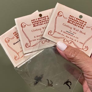 Vintage B Shackman Miniature Hardware Lot: Dollhouse Clothing Hooks & Doorknob