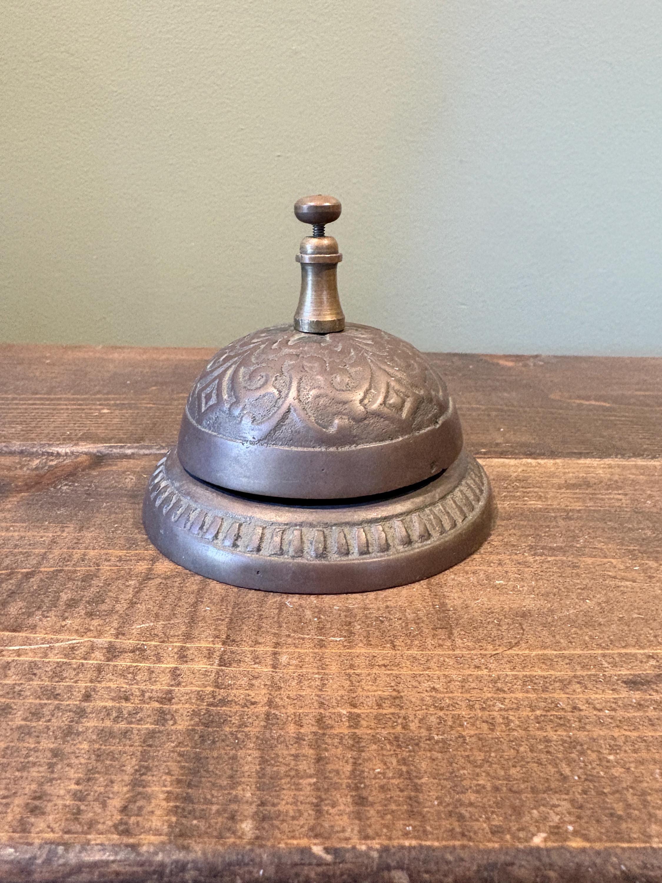Campanello Da Banco In Metallo Nickel - Stile Vittoriano Per Hotel Negozio Casa