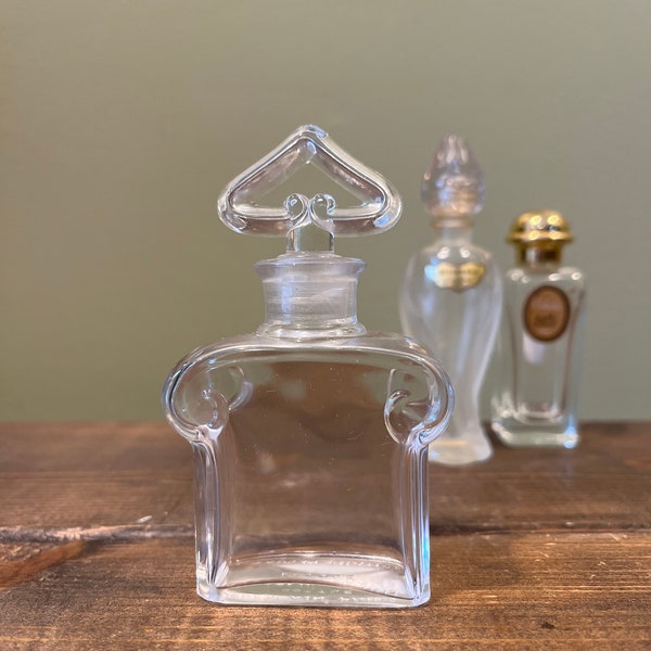 Vintage Guerlain Art Nouveau Crystal Perfume Bottle with the Iconic Hollowed Heart Stopper