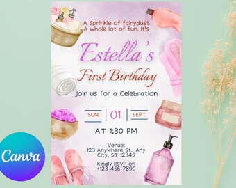 Spa Party Birthday Invitation: Glam Pamper Day Invite (PDF Template)