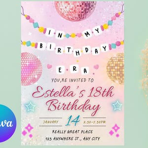 Friendship Bracelet Birthday Invitation: Eras Party, Editable Canva (PDF)