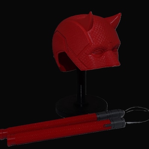 Daredevil Mask and Baton Set (23x14 cm) | Matt Murdock Cosplay | Netflix Daredevil Costume Accessory | Born Again Prop