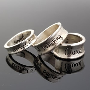 geschmolzener Gravierring, Buchstabenring, Berühmter Spruch, Freundschaftsring