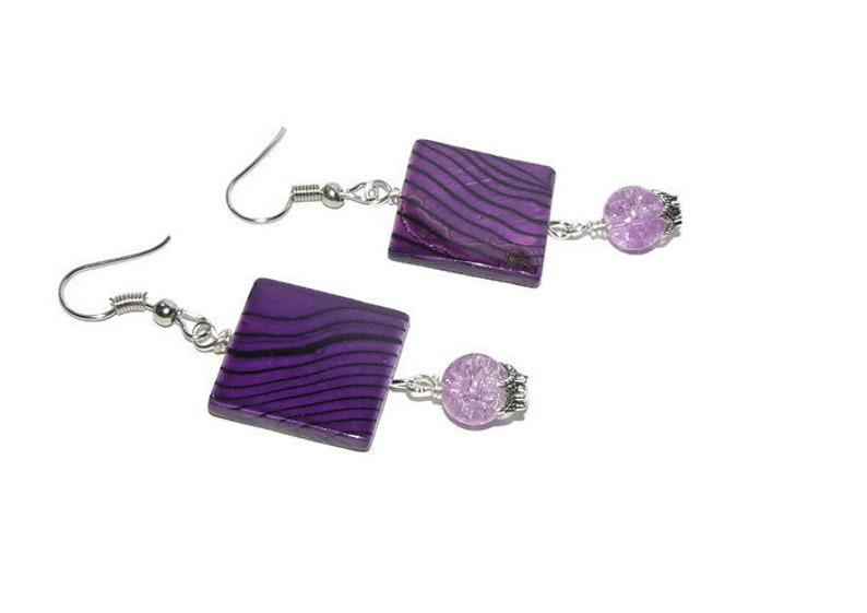 Unique Purple Dangle Earrings