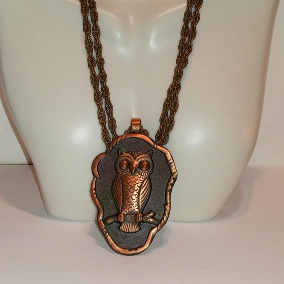 Vintage Charming Solid Copper Bell Trading Owl Pe… - image 5