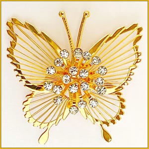 Monet Vintage Gold Tone Monet Butterfly Brooch Pin With