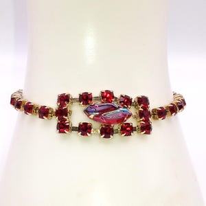 Vintage Prong Set Vintage Red Rhinestone Bracelet