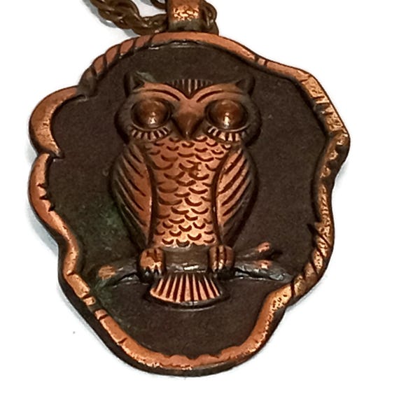 Vintage Charming Solid Copper Bell Trading Owl Pe… - image 8