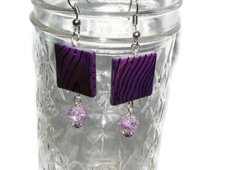 Unique Purple Dangle Earrings