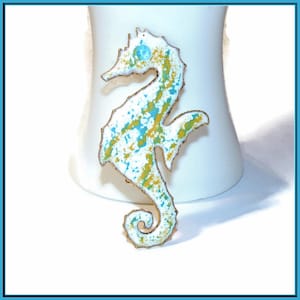 Large Enameled Seahorse Brooch