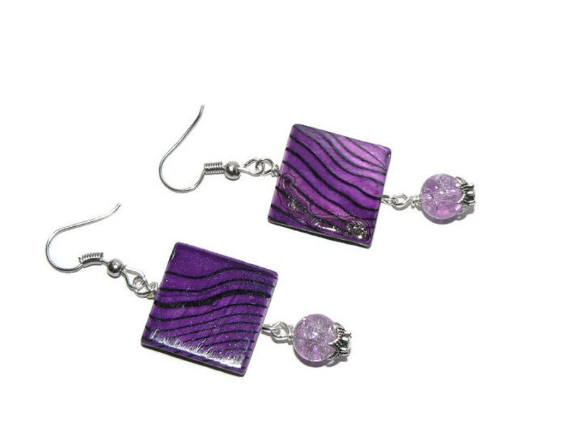 Unique Purple Dangle Earrings