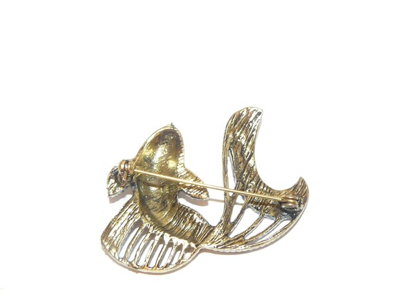 Large Statement Vintage Blue Rhinestone Fish Broo… - image 2
