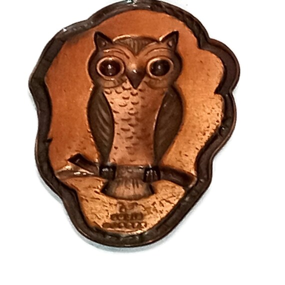 Vintage Charming Solid Copper Bell Trading Owl Pe… - image 2