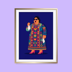 Printable Wall Art | Umm Kulthum Pop Art | Arabic Music Icon Poster | Maximalist Decor | Colorful Middle Eastern Cultural Print