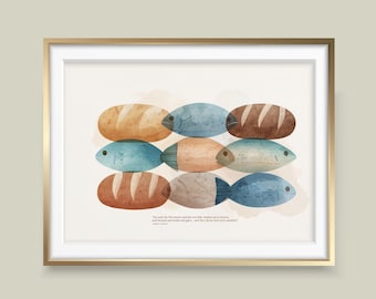 Loaves and Fish Print, Christian Kitchen Art (Digital Download)
