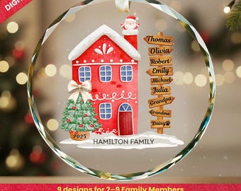 Family Name Christmas Ornament Png, Custom Home Keepsake Sublimation Design Digital Download, Xmas Gift