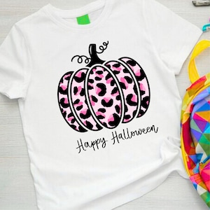 Pink Leopard Pumpkin PNG: Halloween Shirt Design (Digital Download, 5000x6000 px)