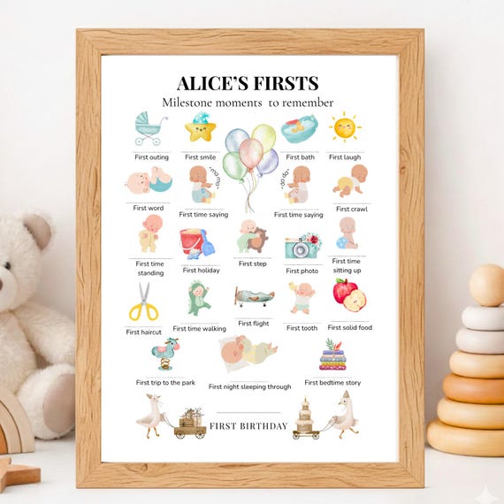 Personalized Baby Milestone Board: First Moments Tracker (Digital Download)