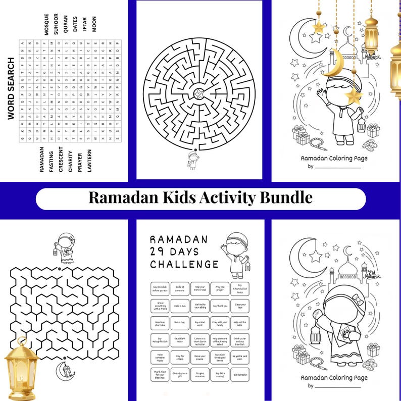 Ramadan Kids Activity Book – Coloring Pages, Maze, Word Search ...