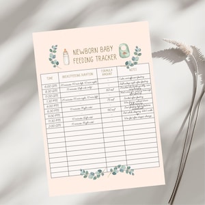 Neugeborenen Fütterungs-Tracker | Ausdruckbares Babytagebuch | Stillen & Flaschenzeitplan | Sofortdownload | Baby Log Printable |PDF Download