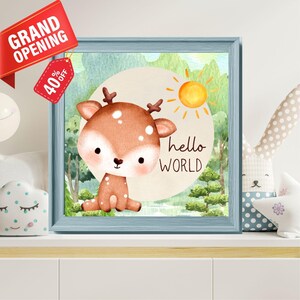 Cartes d'étape personnalisées pour chambre d'enfant | Souvenir numérique de bébé animal mignon | Ensemble imprimable empreinte de main et empreinte de pas de bébé | Téléchargement instantané