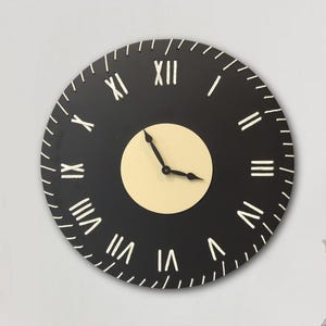 Elegant Threaded Roman Numeral Wall Clock – Modern Classic Design – Decorative Black & Ivory Clock for Living Room, Office, or Bedroom