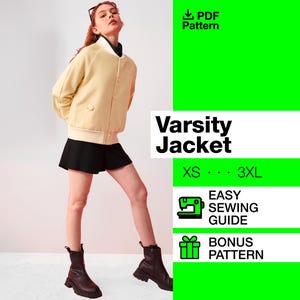 Varsity Jacket Sewing Pattern | Jacket Pattern | Women Patterns | PDF Pattern | DXF pattern | Patterncode