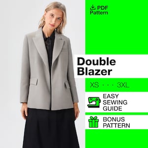 Zweireihiger Blazer Schnittmuster: Damenjacke (PDF Muster, DXF-Datei)