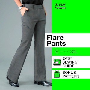Patron de couture pour pantalons évasés : coupe ajustée pour hommes (Patron PDF et DXF)