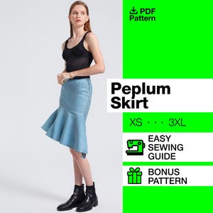 Peplum Skirt Sewing Pattern | Skirt Pattern | Women Patterns | PDF Pattern | DXF pattern | Patterncode