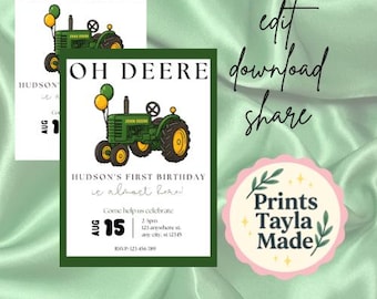 John Deere Geburtstagseinladung | Traktor Bauernhof Party (Digitaler Download)