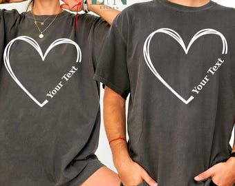 Personalized Valentine Shirt, Custom Heart Name T Shirt, Couple Matching Valentine Shirts, Personalized Love Gift, Valentines Day Outfit