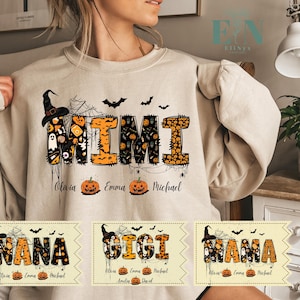 Personalized Halloween Mimi Sweatshirt, Spooky Mimi Shirt, Gift for Mom, Spooky Mimi Sweatshirt, Halloween Shirt, Custom Name Halloween