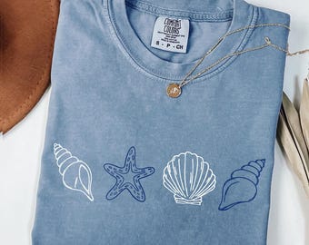 Comfort Colors® SeaShell Shirt, Beach T-Shirt, Summer Woman Shirt, Aesthetic Shirt, Ocean Lover Gift, SeaShell T-Shirt