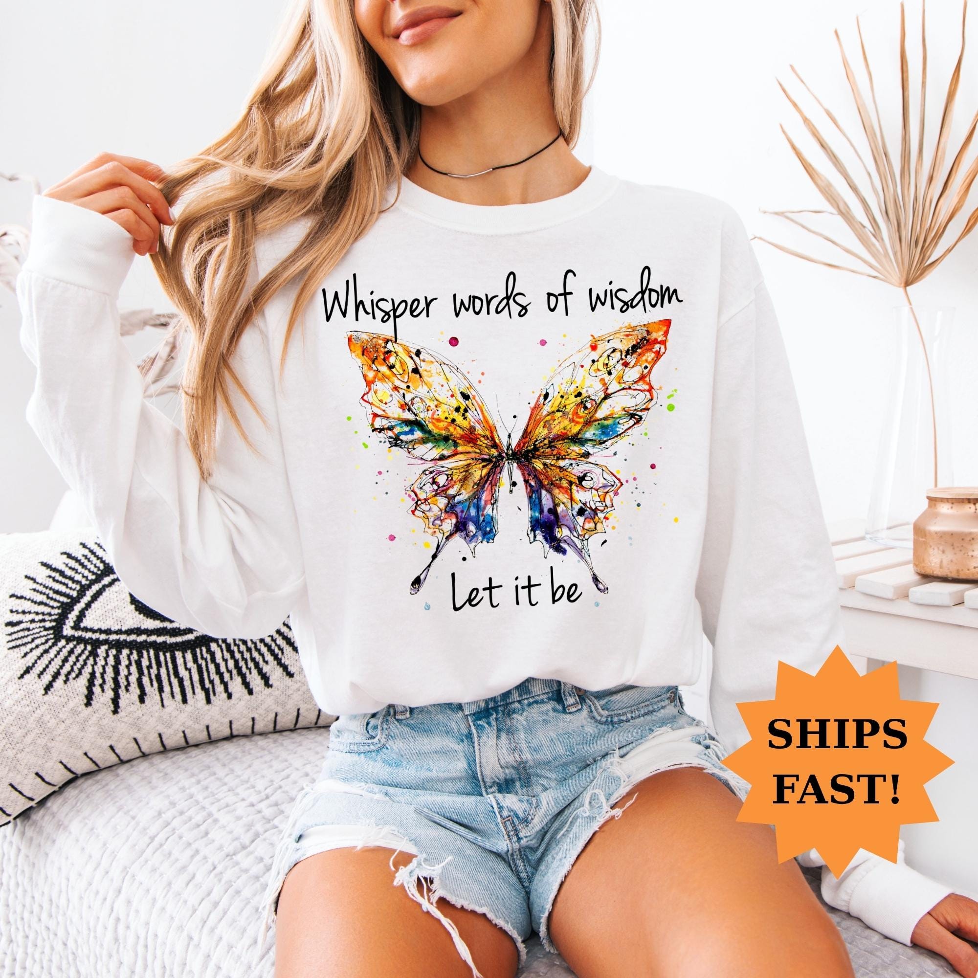 5*2様 02AW Whisper words of wisdom Tシャツ ジ Whisper Words of Wisdom Let It Be Butterfly Shirt - Etsy Canada