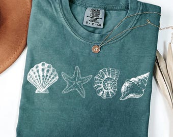 Comfort Colors® Sea Shells 90s Vintage Style Tshirt, Retro Y2k Ocean Shell Shirt, Sea Lovers Shirt, Summer Ocean Shirts, Cute Sea Animal Tee