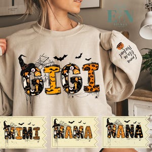 Felpa personalizzata di Halloween Gigi, maglietta Spooky Gigi, regalo per la mamma, felpa Spooky Gigi, maglietta di Halloween, nome personalizzato di Halloween