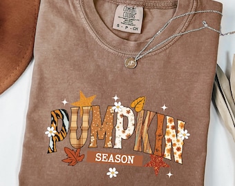 Maglietta Comfort Colors® Pumpkin Season, maglietta autunnale, maglietta del Ringraziamento, maglietta autunnale con zucca