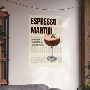 Espresso Martini Art Print, Home Bar Poster, Coffee Lover Gift, Kitchen Decor, Cocktail Wall Art, Barista Wall Decor, Modern Poster, recipe