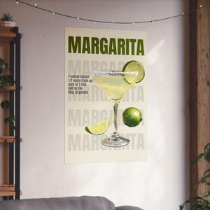 Margarita Fine Art Poster, Home Bar Decor, Cocktail Art, Kitchen Wall Art, Gift for Cocktail Lovers, Margarita Recipe