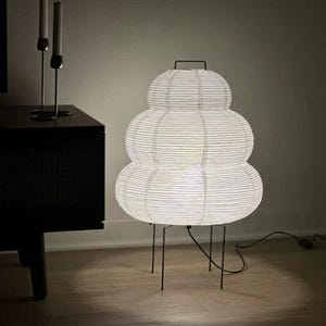 Lampada da terra in carta di riso in stile Akari - Grande lampada Japandi dimmerabile, arredamento moderno di metà secolo, lampada scandinava, idea regalo zen, luce soffusa